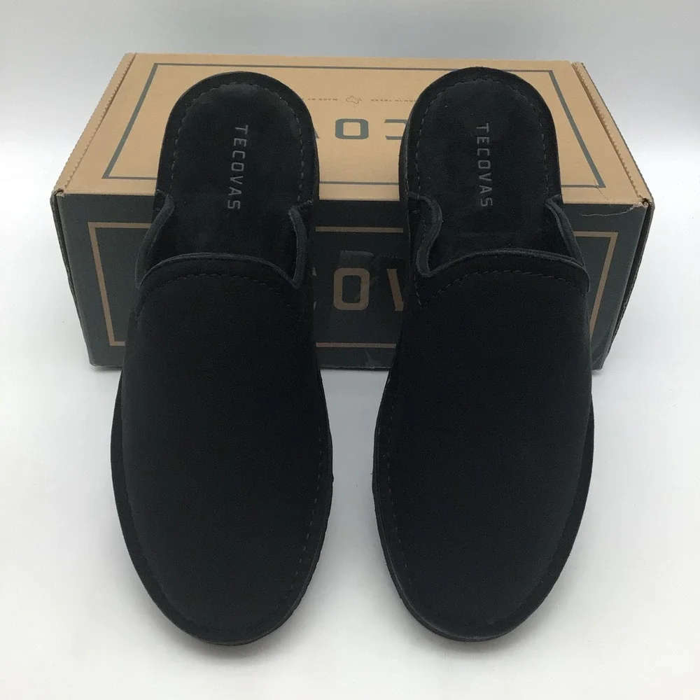 Tecovas The Oliver Midnight Sheepskin Mens Slippers Size 11 D Black Suede NEW